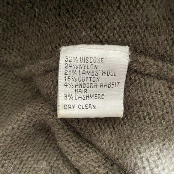 Talbots Shawl Collar Sweater Women’s Size Large Lamb’s Wool Angora Dark Green - Picture 5 of 5